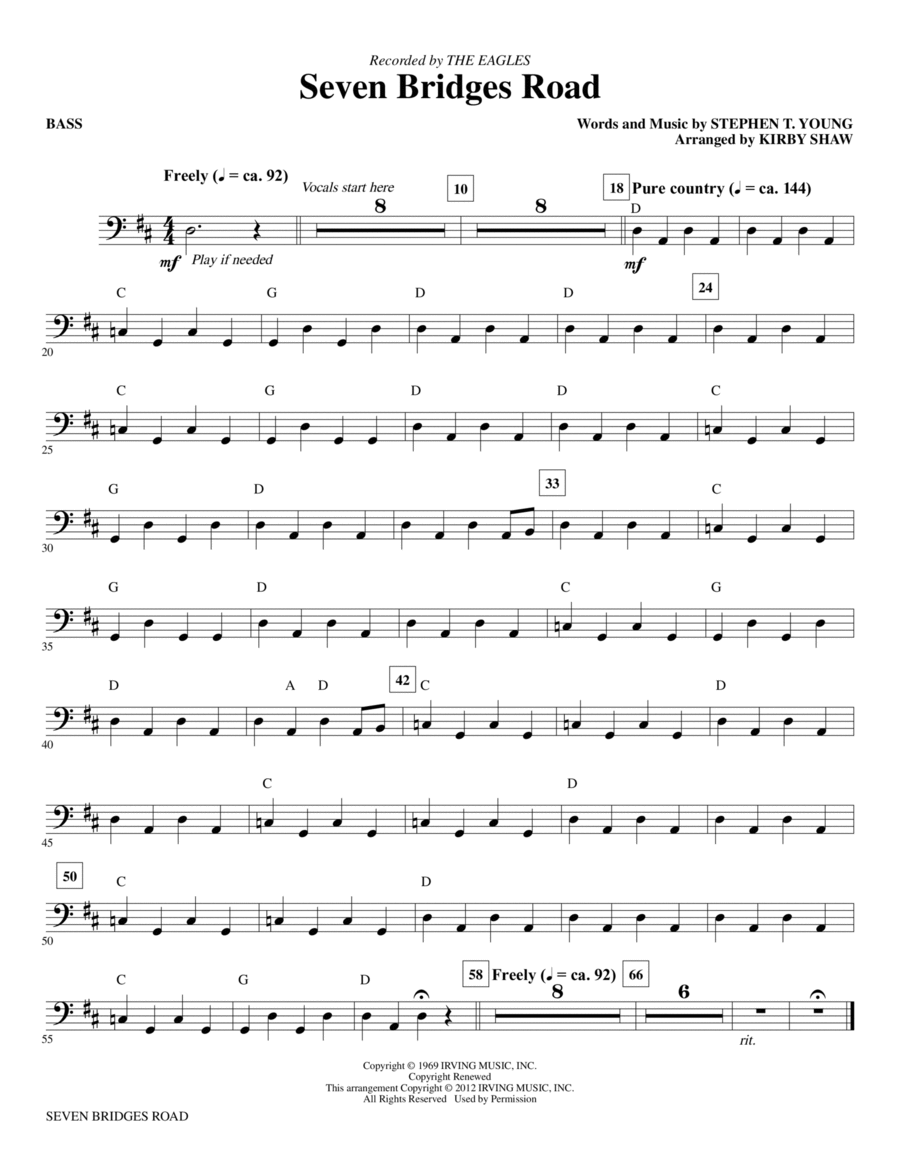 Seven Bridges Road - Bass Choir scores gallery preview page 1