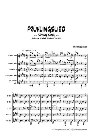 FRUHLINGSLIED (Spring Song) by Heinrich Stiehl for Clarinet Quintet -Eb/ Bb/ A/ Alto/ Bass