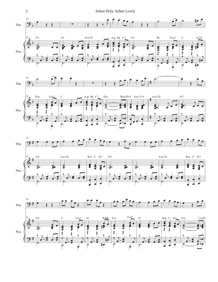 Infant Holy, Infant Lowly (Trombone solo and Piano) Piano scores gallery preview page 2