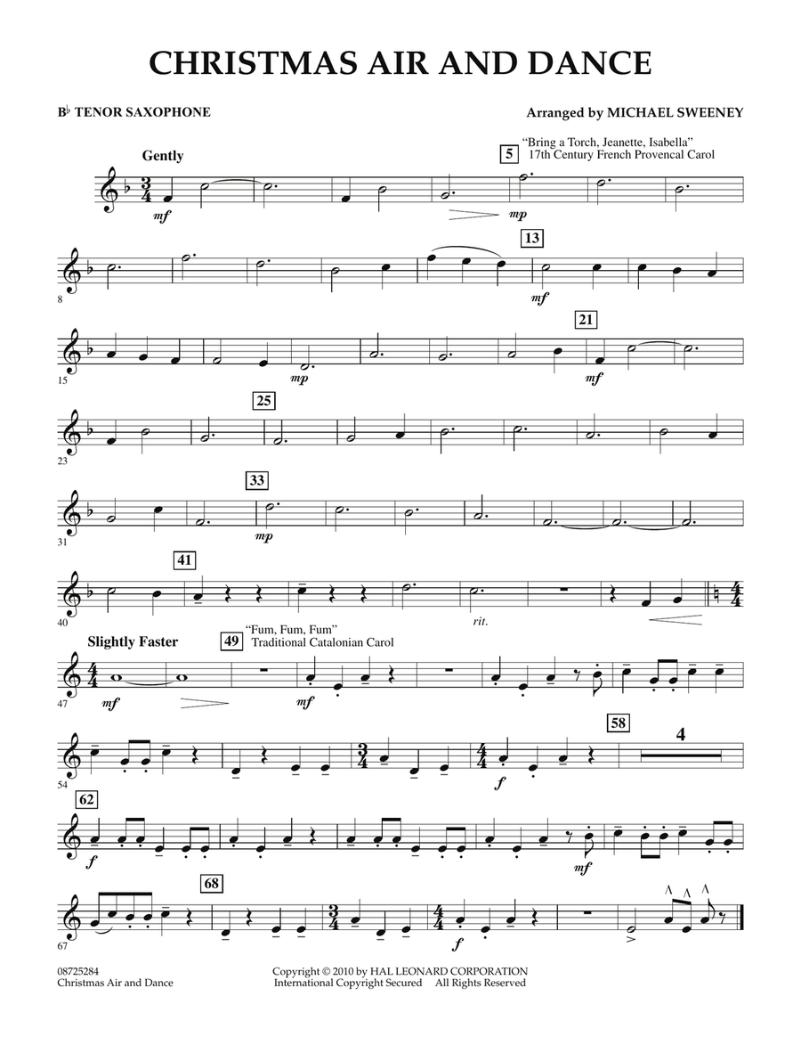 Christmas Air And Dance - Bb Tenor Saxophone Concert Band scores gallery preview page 1
