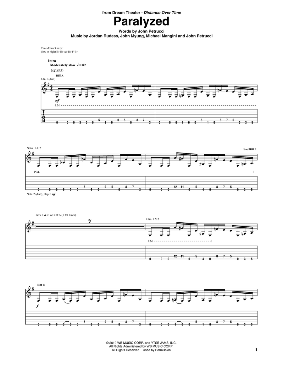 Paralyzed Guitar Tablature scores gallery preview page 1