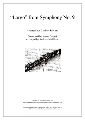"Largo" from Symphony No. 9 arranged for Clarinet & Piano