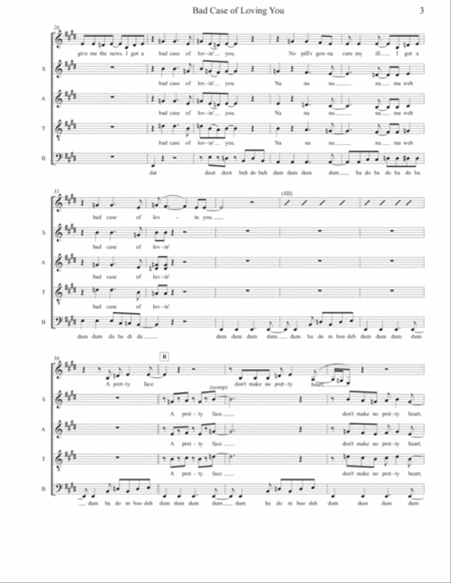 Bad Case Of Loving You 4-Part scores gallery preview page 3