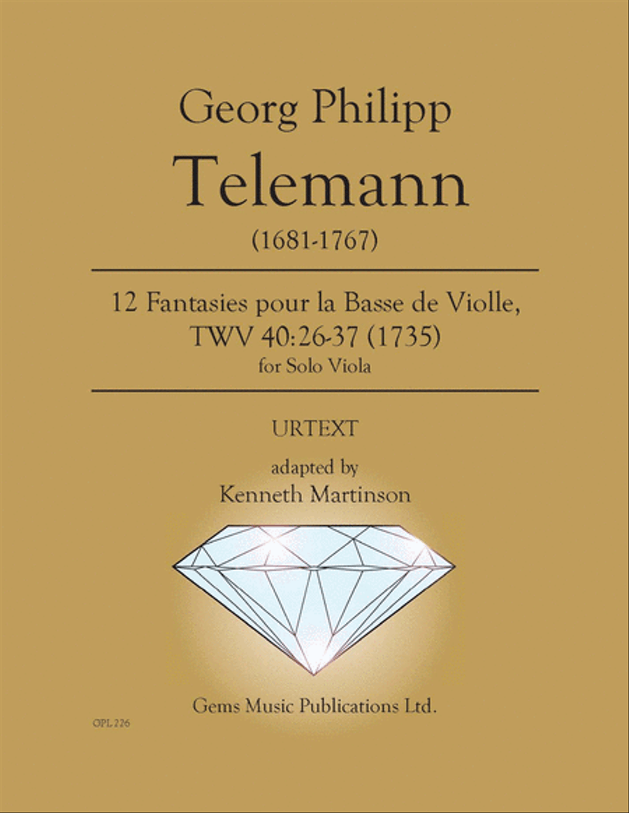 12 Fantasies pour la Basse de Violle, TWV 40:26-37 (1735) Viola Solo scores gallery preview page 1