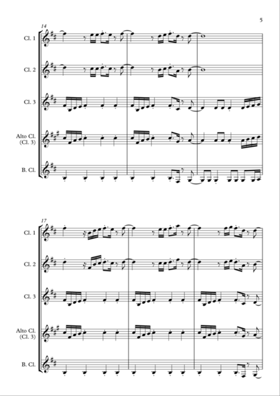 Eye Of The Tiger Clarinet Quartet scores gallery preview page 5