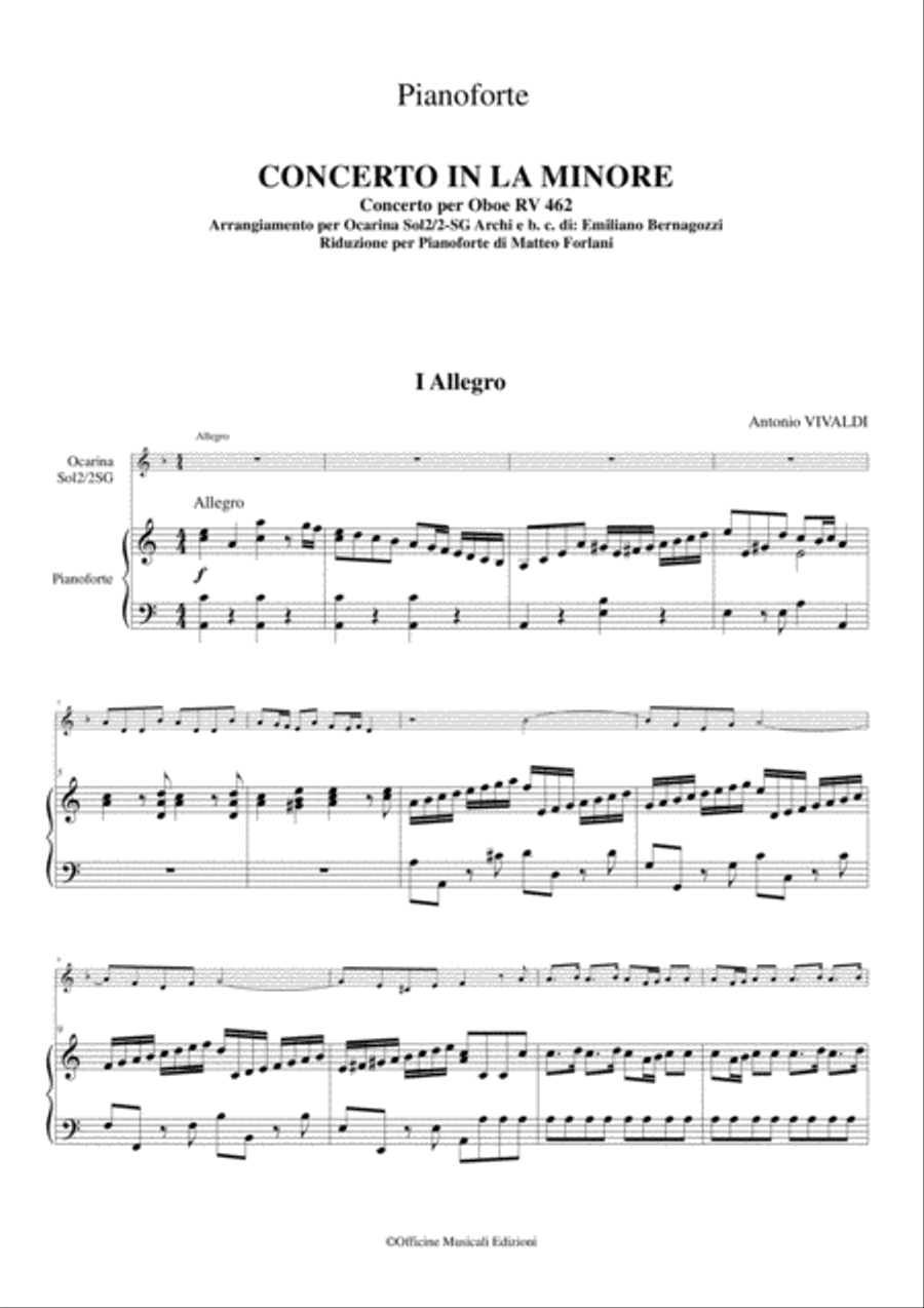 A. Vivaldi Concerto in La minore KV 462 riduzione per Ocarina e pianoforte Piano Solo scores gallery preview page 4