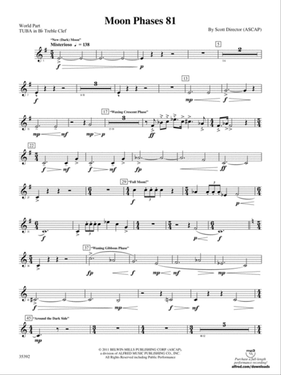 Moon Phases 81: (World Part) B-flat Tuba T.C. Concert Band scores gallery preview page 1
