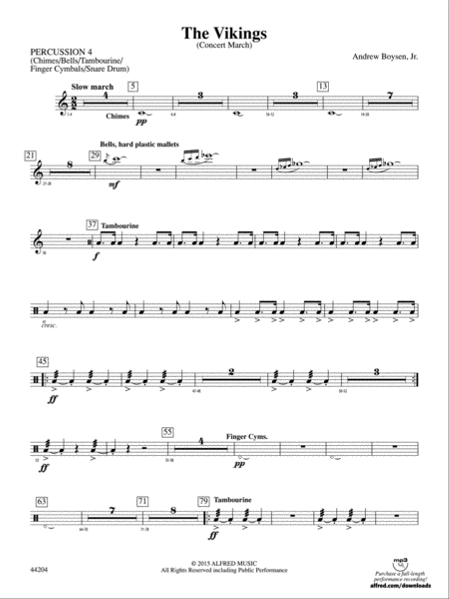 The Vikings: 4th Percussion Concert Band scores gallery preview page 1