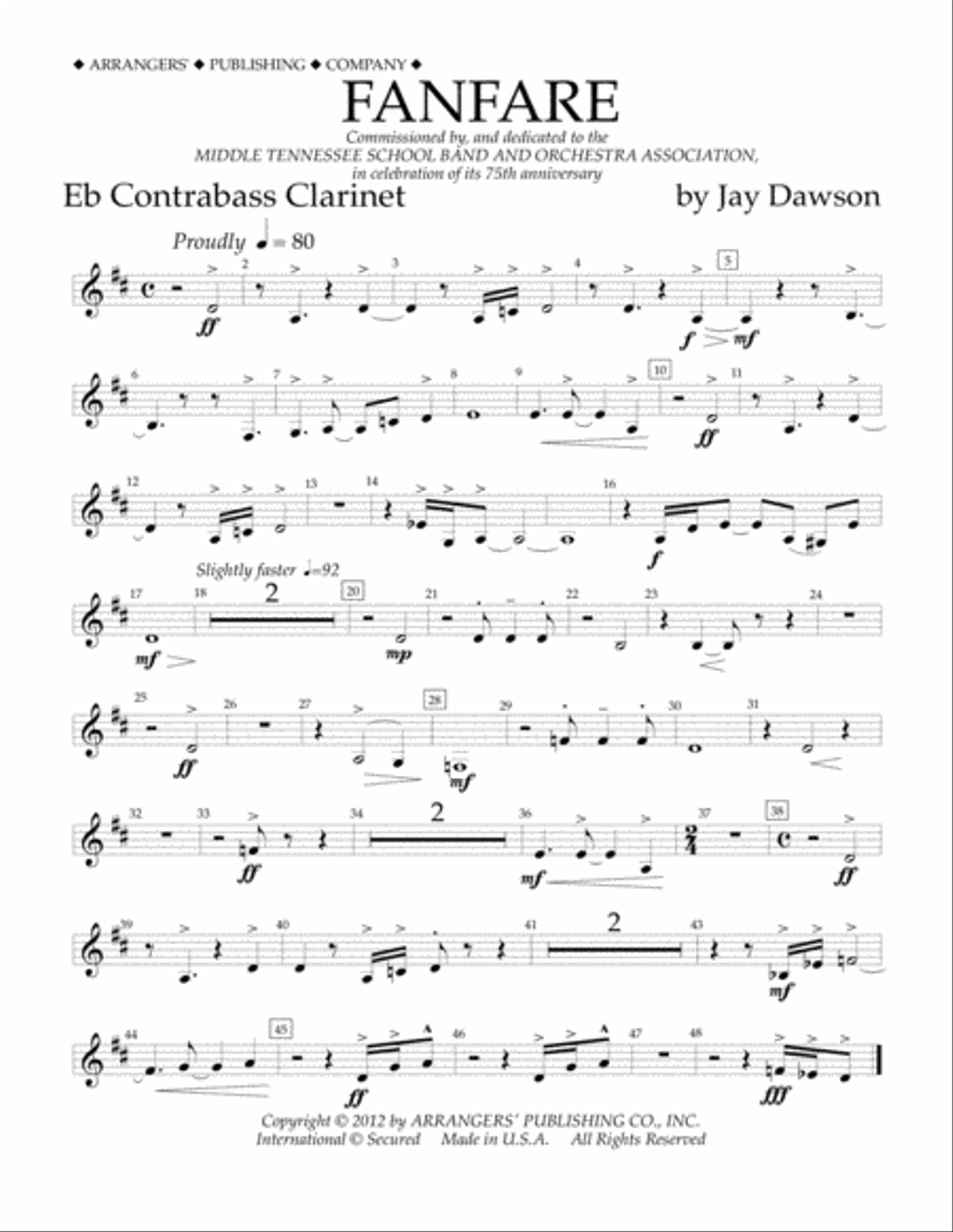 Fanfare - Eb Contra Bass Clarinet Concert Band scores gallery preview page 1