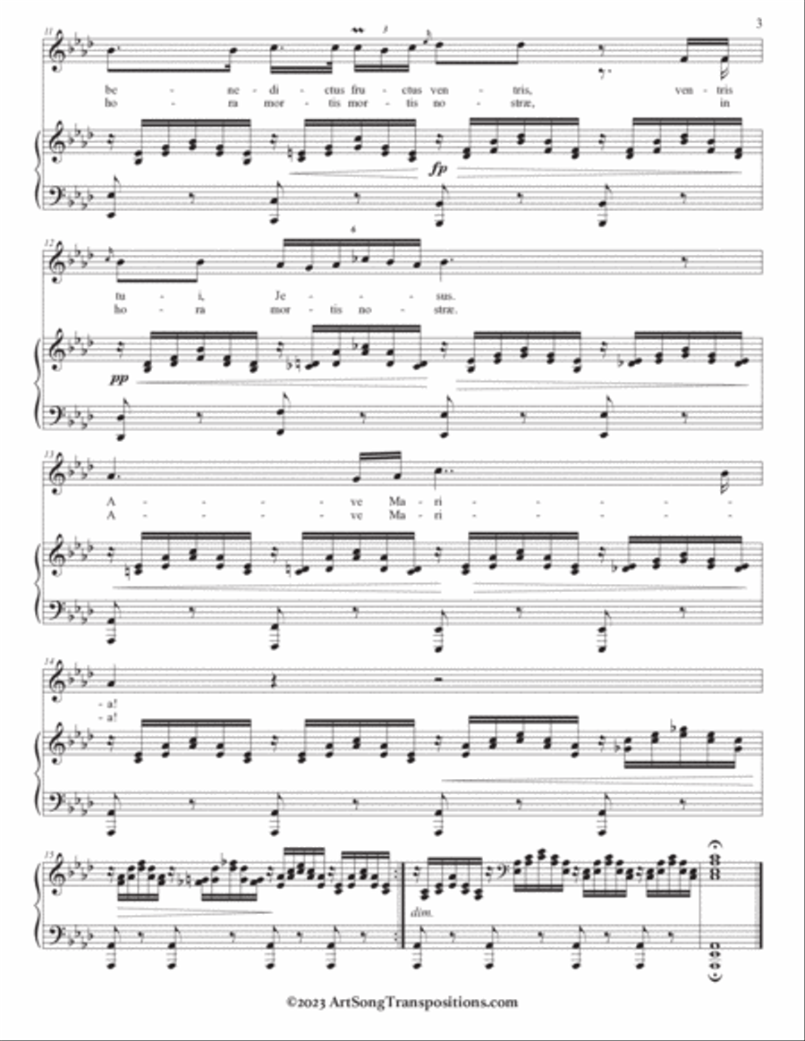 SCHUBERT: Ave Maria, D. 839 (transposed to A-flat major and G major) Voice scores gallery preview page 4