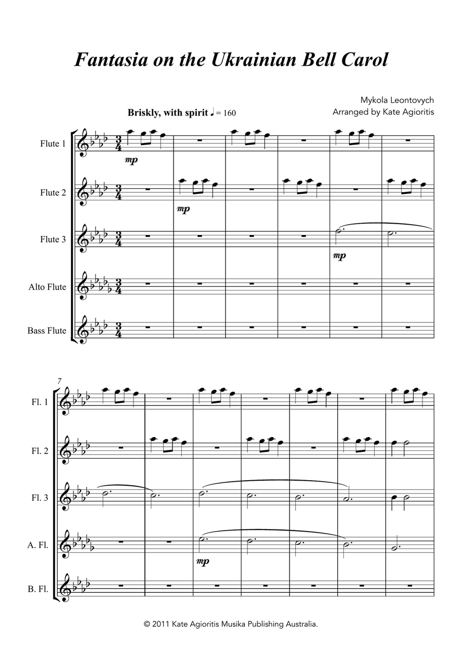 Fantasia on the Ukrainian Bell Carol - for Flute Choir Flute Choir scores gallery preview page 2