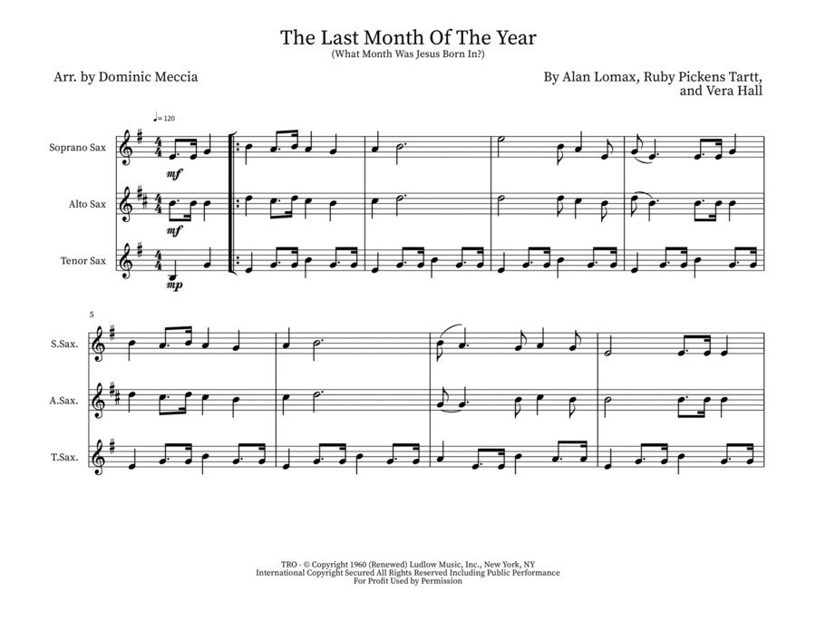 The Last Month Of The Year (what Month Was Jesus Born In?) Woodwind Trio scores gallery preview page 1