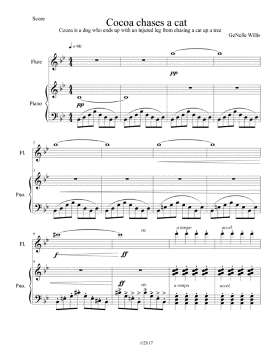 Cocoa Chases a Cat Up a Tree Flute Solo scores gallery preview page 1