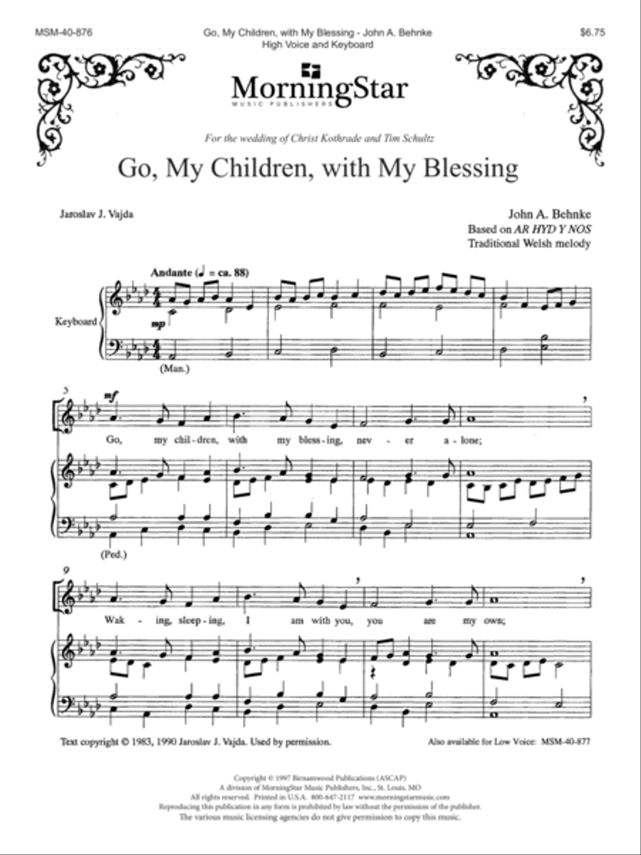 Go, My Children, with My Blessing (High Voice) High Voice scores gallery preview page 1