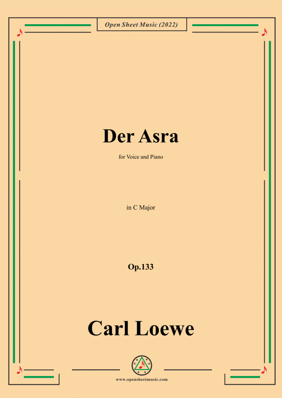 Loewe-Der Asra,in C Major,Op.133,for Voice and Piano Voice Solo scores gallery preview page 1