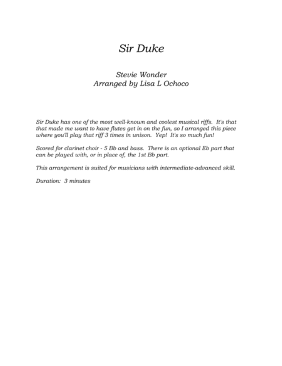 Sir Duke Clarinet Choir scores gallery preview page 4