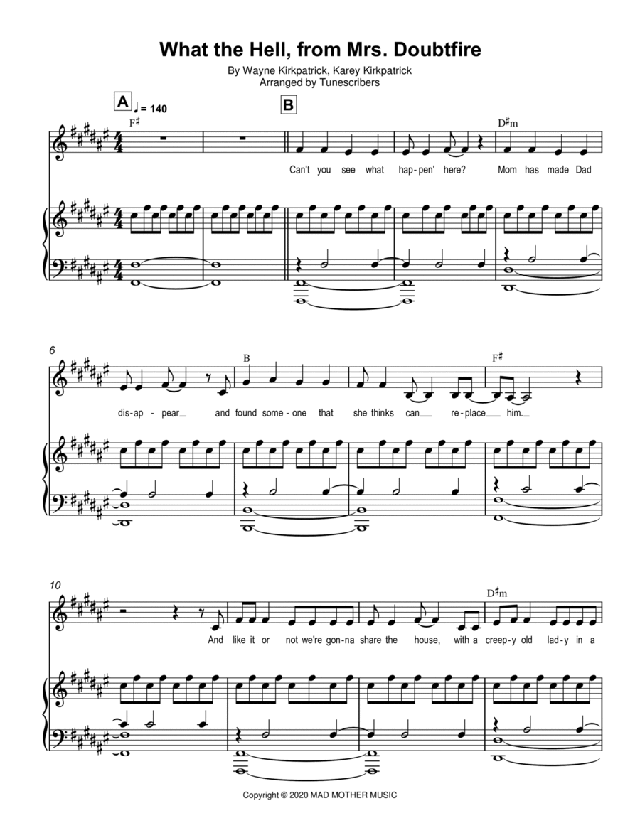 What the Hell, from Mrs. Doubtfire Voice scores gallery preview page 1