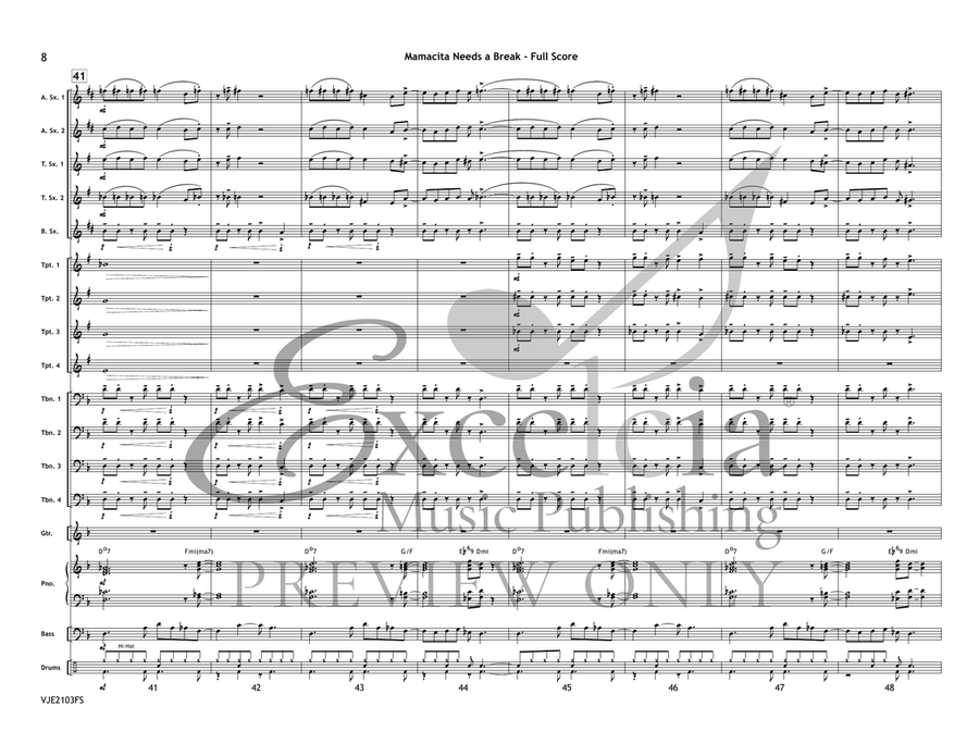 Mamacita Needs a Break (Score) Jazz Ensemble scores gallery preview page 9