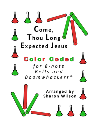 Come, Thou Long Expected Jesus for 8-note Bells and Boomwhackers (with Color Coded Notes)