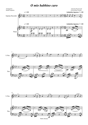 O mio babbino caro - for Recorder and Piano accompaniment - orchestral play along