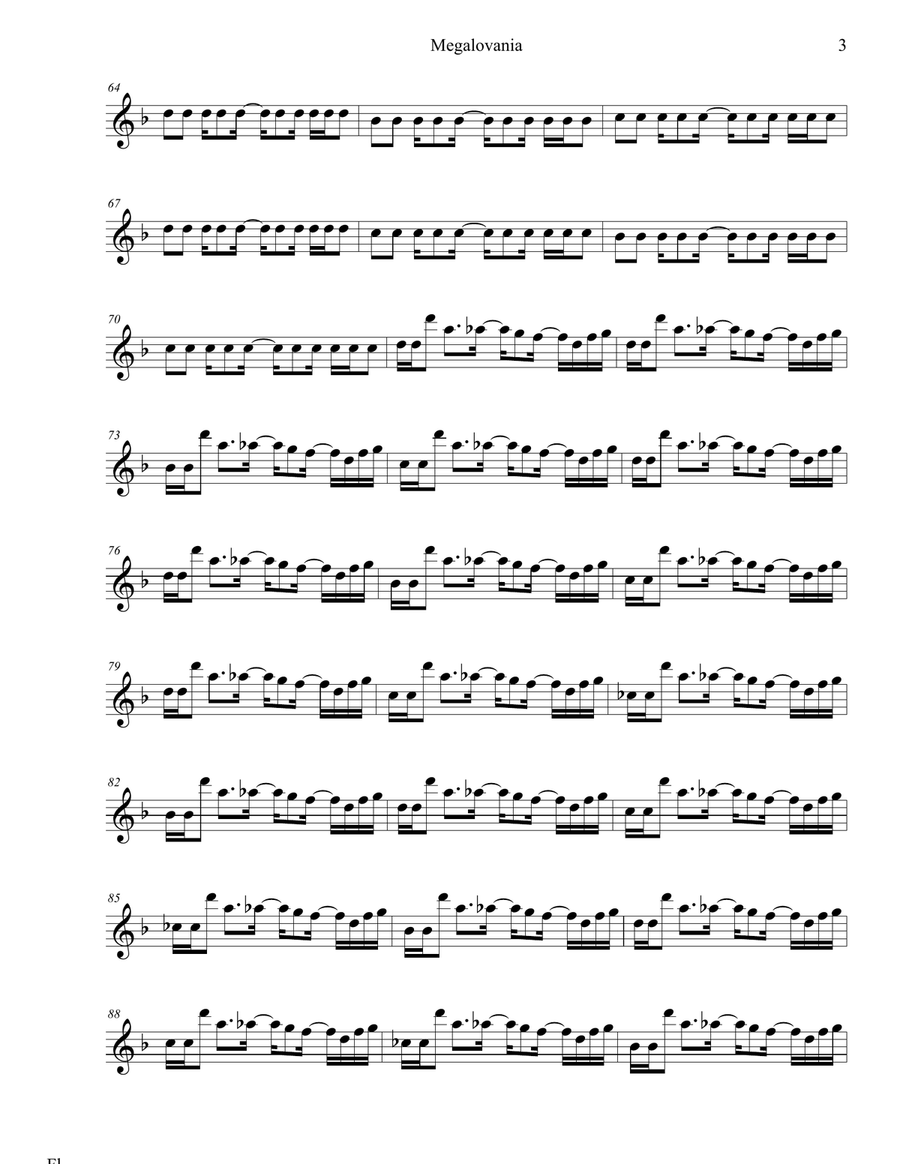 MEGALOVANIA (from Undertale) Flute Solo scores gallery preview page 3