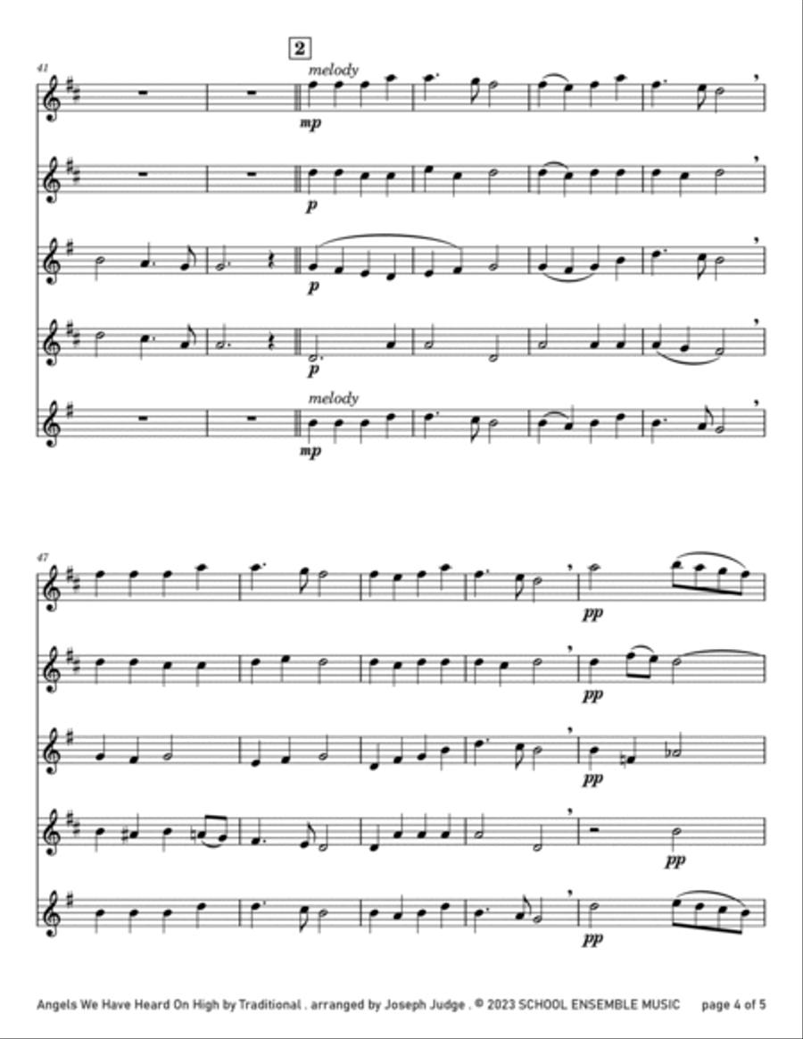 Angels We Have Heard On High for Saxophone Quartet in Schools Saxophone Quartet scores gallery preview page 4