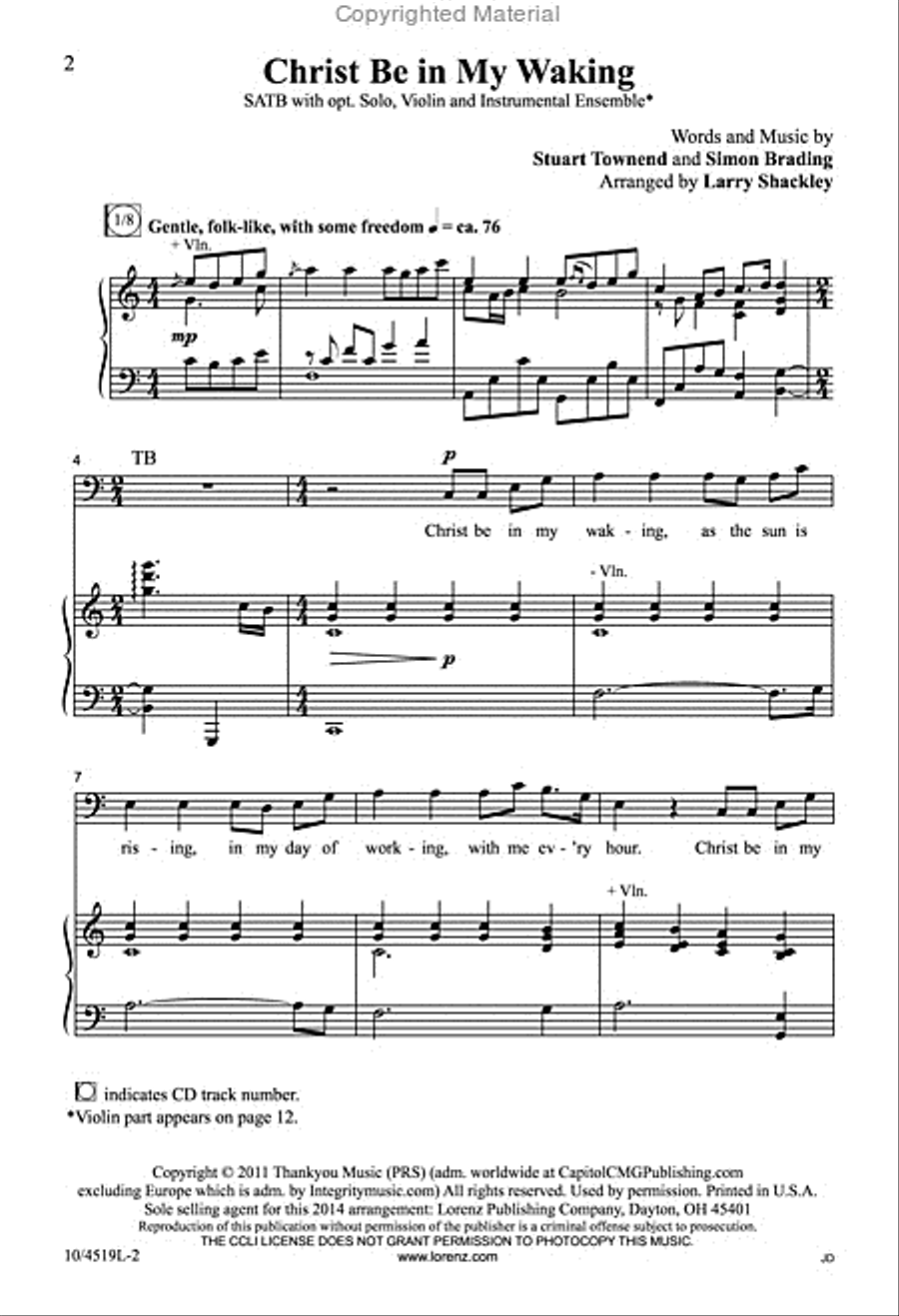 Christ Be in My Waking 4-Part scores gallery preview page 2