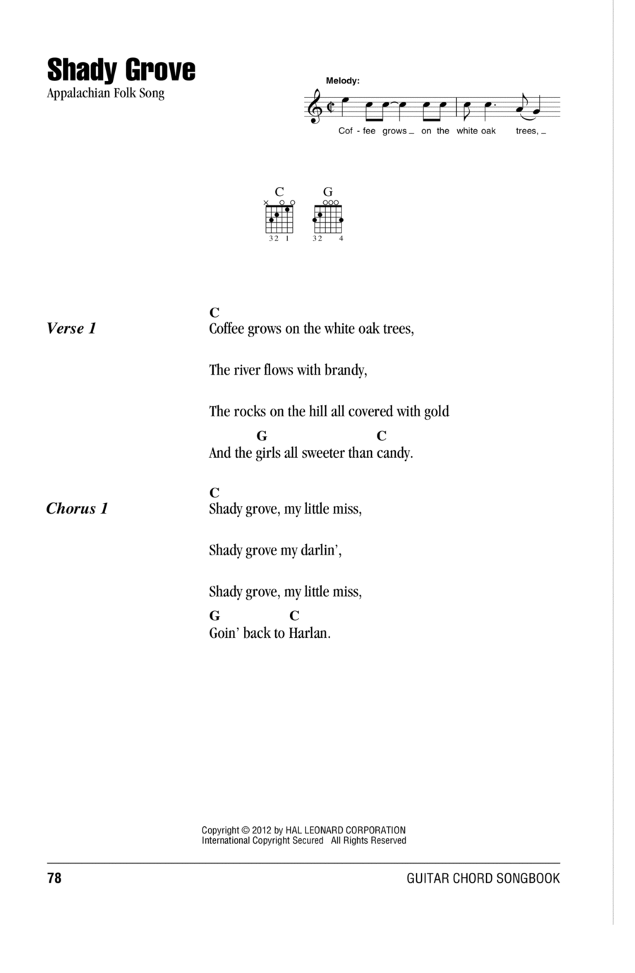Shady Grove Acoustic Guitar scores gallery preview page 1