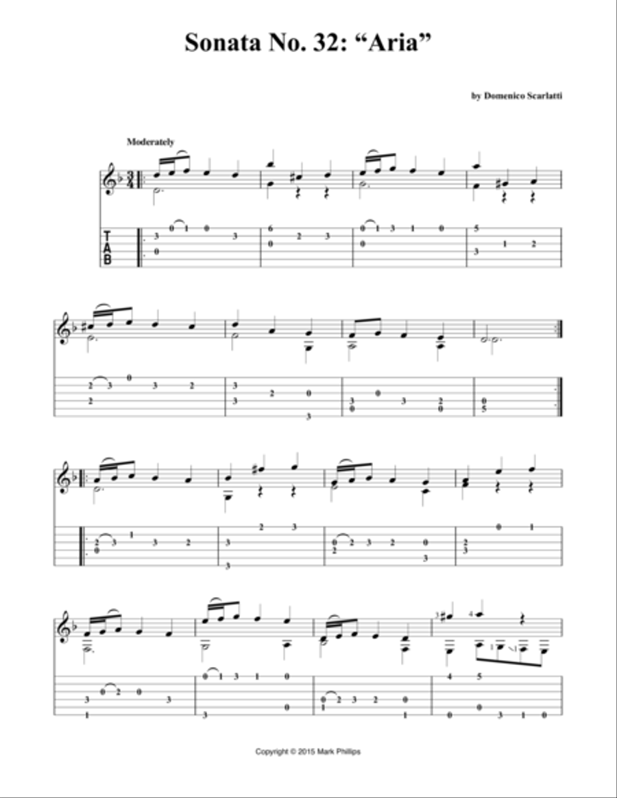 Sonata No. 32: “Aria” Sonata No. 32: “Aria” Classical Guitar scores gallery preview page 1