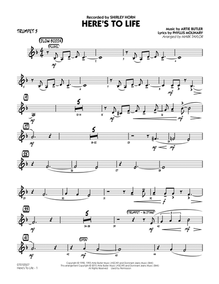 Here's To Life (Key: C minor) - Trumpet 3
