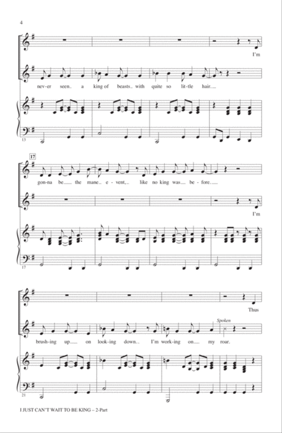 I Just Can't Wait To Be King (arr. Jill Galina) (from The Lion King) 2-Part scores gallery preview page 2