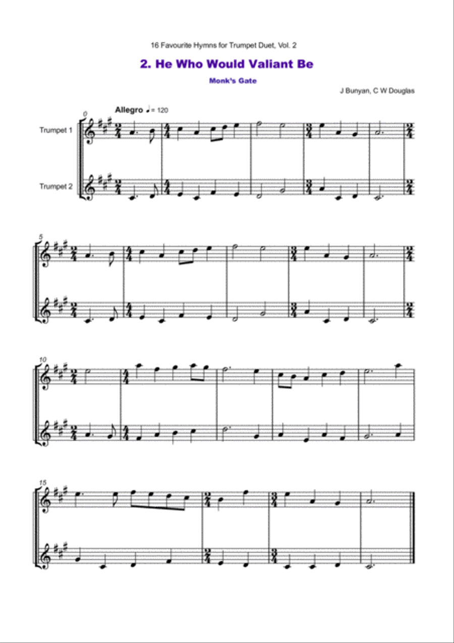 16 Favourite Hymns Vol.2 for Trumpet Duet Trumpet Duet scores gallery preview page 3
