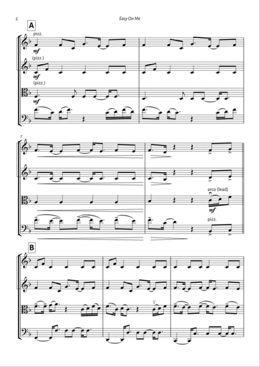 Easy On Me String Quartet scores gallery preview page 2