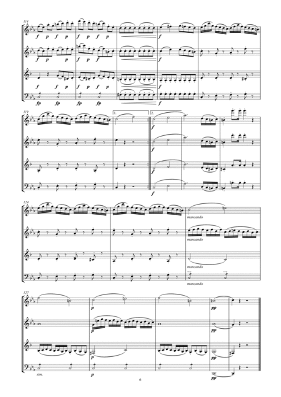 Haydn Quartet n C minor OP. 17 No. 4 arr. Woodwind Quartet Woodwind Quartet scores gallery preview page 6