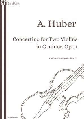 Book cover for Huber - Concertino for Two Violins in G minor, violin accompaniment