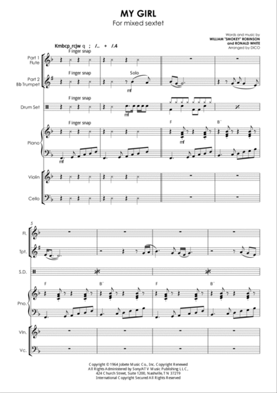 My Girl Small Ensemble scores gallery preview page 2
