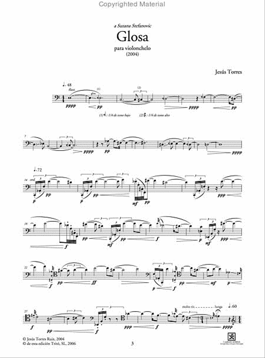 Glosa Cello Solo scores gallery preview page 2
