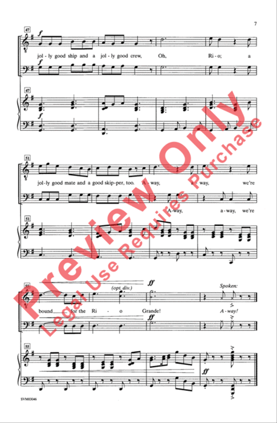 Bound for the Rio Grande Men's Choir scores gallery preview page 7