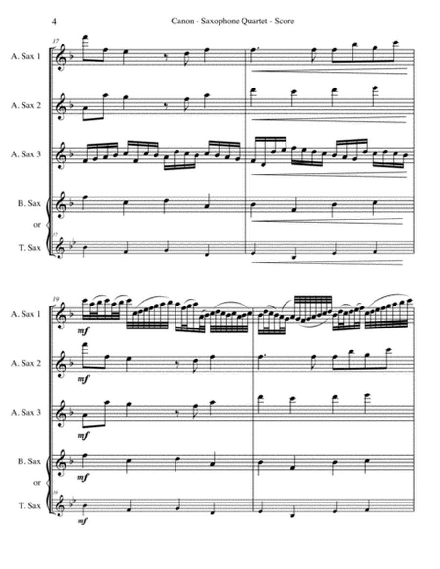 Pachelbel's Canon for Saxophone Quartet image number null