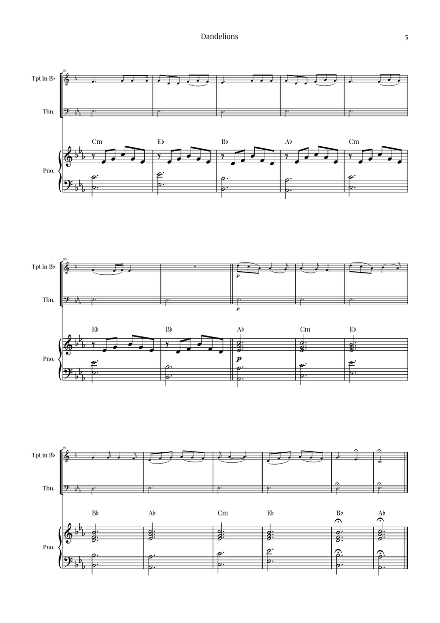 Dandelions Brass Duet scores gallery preview page 5