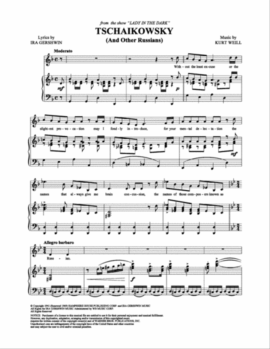 Tschaikowsky (And Other Russians) Piano, Vocal, Guitar scores gallery preview page 1