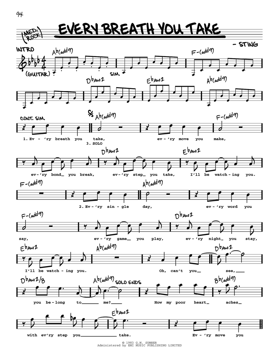 Every Breath You Take Voice scores gallery preview page 1