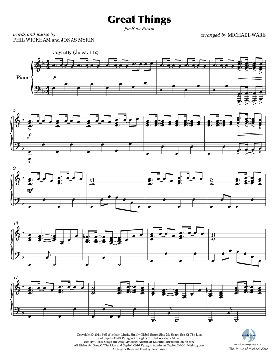 Great Things Great Things Piano Solo scores gallery preview page 2