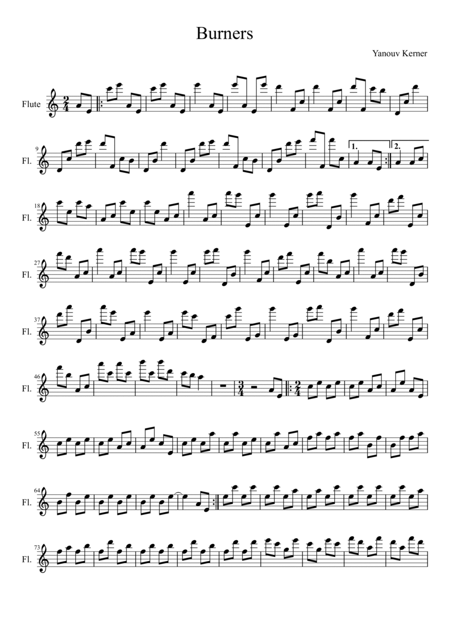 Burners (A Song for Flute) Flute Solo scores gallery preview page 1