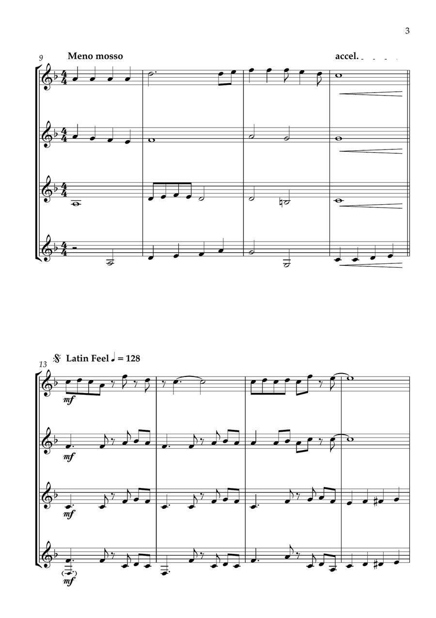 Rudolph The Red-nosed Reindeer Clarinet Quartet scores gallery preview page 3