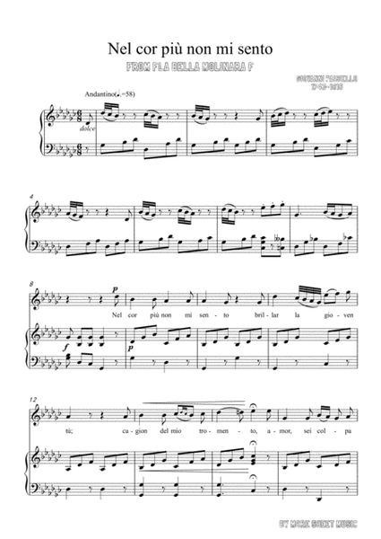 Paisiello - Nel cor più non mi sento in G flat Major for voice and piano image number null