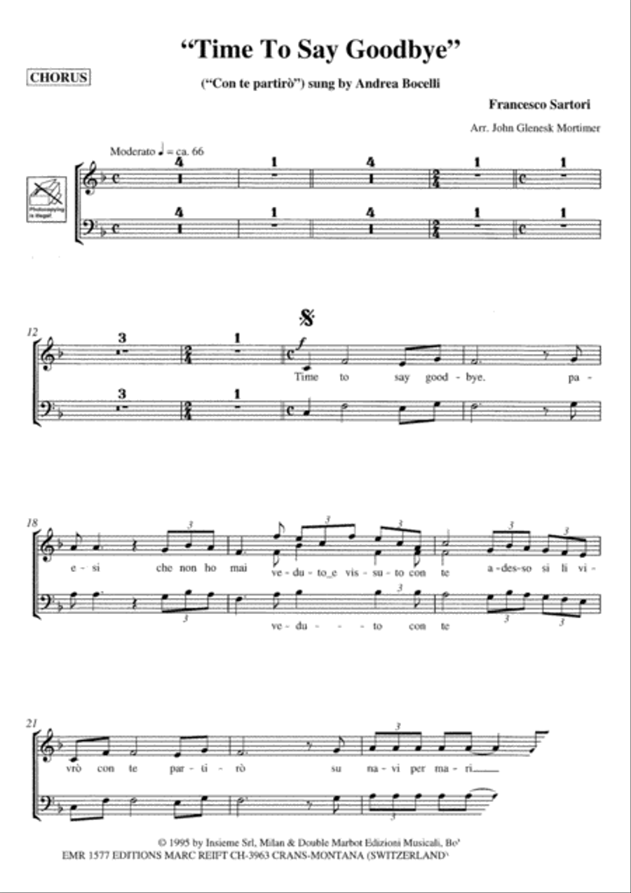 Time To Say Goodbye Time To Say Goodbye 4-Part scores gallery preview page 4