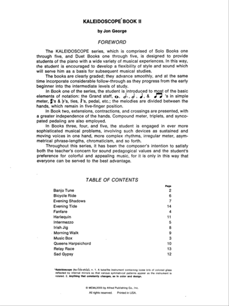 Kaleidoscope Solos, Book 2 Easy Piano scores gallery preview page 2