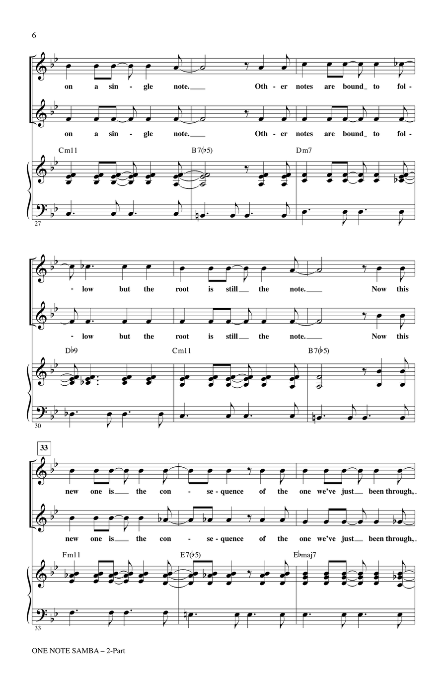 One Note Samba (Samba De Uma Nota So) 2-Part scores gallery preview page 4