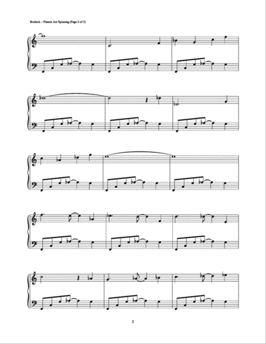 Planets Are Spinning Piano Solo scores gallery preview page 2